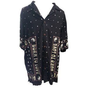 Scotch & Soda Men's Black Logo Print Short Sleeve Button Down Casual Shirt Large